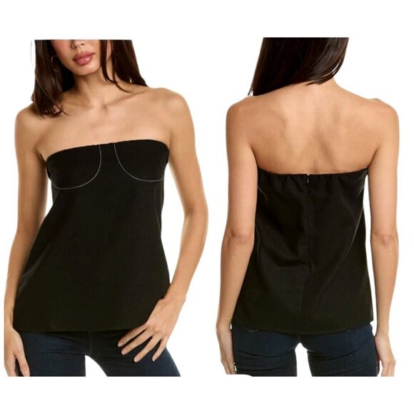 Weworewhat Shirt Women 18 Black Wool Blend Strapless A Line Top NWT Gothic - Picture 1 of 12